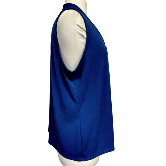 Chico's Royal Blue Drape Front Sleeveless Pullover Tank Top Sz 3 L/XL - Picture 3 of 5